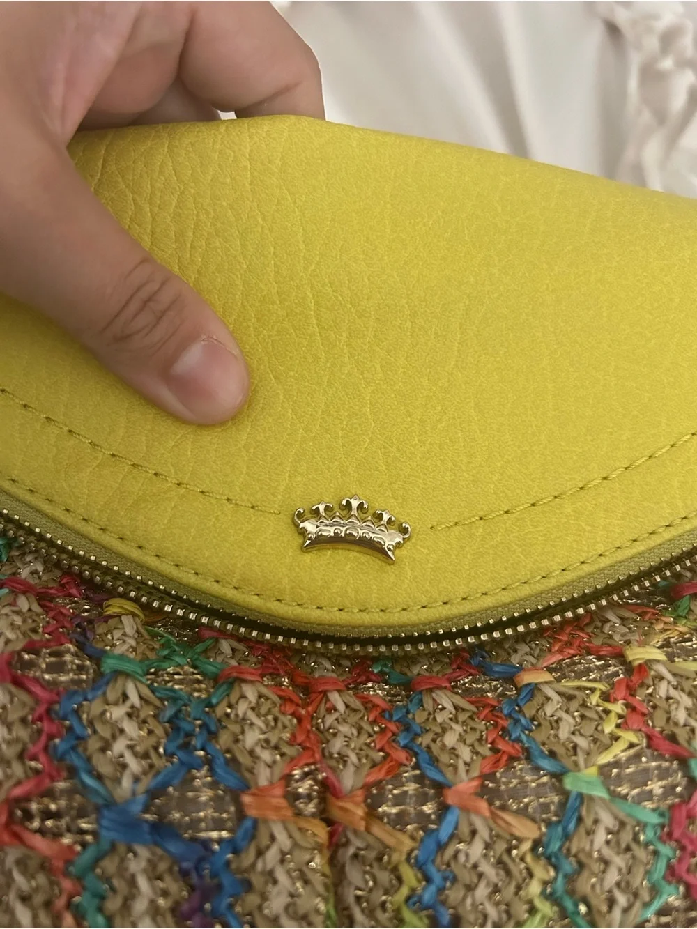 Juicy Couture Yellow Woven Multicolor Crossbody Bag